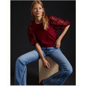 NWT Anthropologie Dolan left coast lace sleeve top